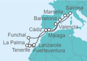 Itinerario del Crucero Islas Canarias - Costa Cruceros