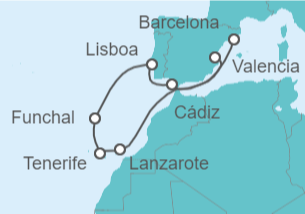 Itinerario del Crucero España, Portugal - Costa Cruceros