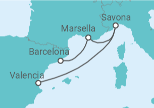 Itinerario del Crucero Francia, Italia - Costa Cruceros