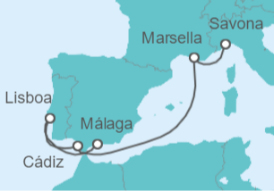 Itinerario del Crucero Francia, España, Portugal - Costa Cruceros