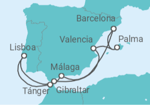 Itinerario del Crucero España y Portugal - Explora Journeys
