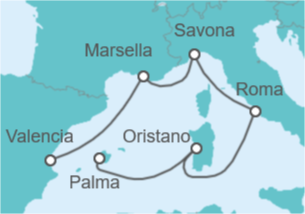 Itinerario del Crucero Francia, Italia - Costa Cruceros