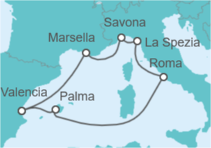 Itinerario del Crucero Mediterráneo inesperado - Costa Cruceros