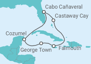 Itinerario del Crucero Caribe Occidental y Castaway Cay - Disney Cruise Line