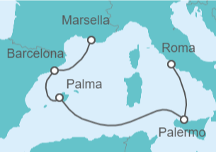 Itinerario del Crucero España, Italia - Costa Cruceros