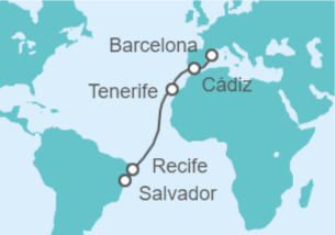 Itinerario del Crucero España, Brasil - Costa Cruceros