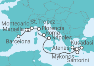 Itinerario del Crucero Melodía mediterránea - Oceania Cruises