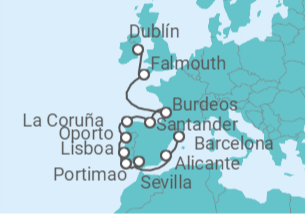 Itinerario del Crucero De Iberia a Irlanda - Oceania Cruises
