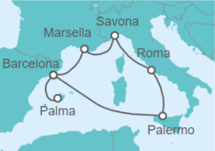 Itinerario del Crucero Italia, Francia, España - Costa Cruceros