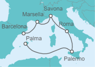 Itinerario del Crucero Italia, Francia - Costa Cruceros