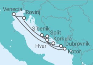 Itinerario del Crucero Croacia, Montenegro - Ponant