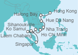 Itinerario del Crucero Viaje completo Tailandia, Camboya y Vietnam - Holland America Line