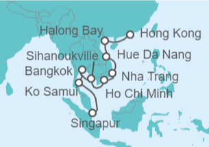 Itinerario del Crucero Viaje completo Vietnam, Camboya y Tailandia - Holland America Line