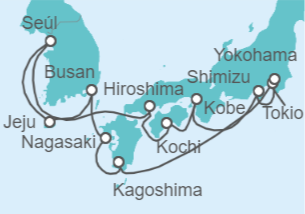 Itinerario del Crucero Viaje completo Japón y Corea del sur - Holland America Line