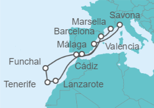 Itinerario del Crucero Islas Canarias - Costa Cruceros