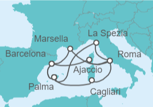 Itinerario del Crucero Italia, Francia y España - AIDA