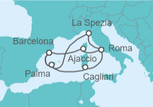 Itinerario del Crucero Tesoros del Mediterráneo con Córcega - AIDA