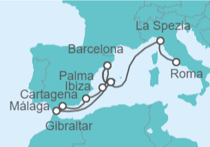 Itinerario del Crucero España, Gibraltar e Italia - AIDA