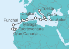 Itinerario del Crucero De Fuerteventura a Trieste - AIDA