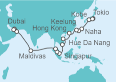 Itinerario del Crucero Vuelta al Mundo 2025: De Tokio a Dubái  - AIDA