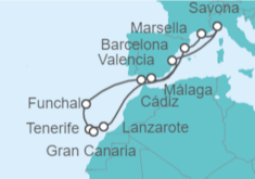 Itinerario del Crucero Sabores exóticos y paisajes lunares  - Costa Cruceros