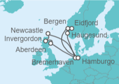 Itinerario del Crucero Islas Británicas y Fiordos Noruegos - AIDA