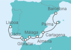 Itinerario del Crucero Desde Lisboa a Barcelona - WindStar Cruises