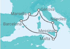 Itinerario del Crucero Perlas del Mediterráneo TI 2025 - MSC Cruceros