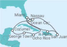 Itinerario del Crucero Jamaica, Islas Caimán, México, Estados Unidos (EE.UU.), Bahamas, Puerto Rico - MSC Cruceros