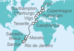 Itinerario del Crucero Desde Santos (Sao Paulo) a Oslo (Noruega) - MSC Cruceros