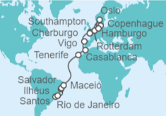 Itinerario del Crucero Desde Santos (Sao Paulo) a Hamburgo (Alemania) - MSC Cruceros