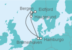 Itinerario del Crucero Fiordos Noruegos - AIDA