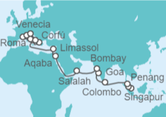 Itinerario del Crucero Tramo de Vuelta al mundo. De Singapur a Venecia - Costa Cruceros