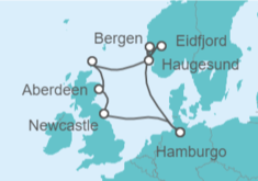 Itinerario del Crucero Reino Unido y Noruega - AIDA