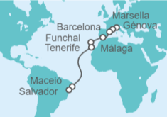 Itinerario del Crucero Francia, España, Portugal, Brasil - MSC Cruceros