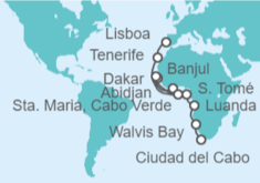 Itinerario del Crucero África: Namibia, Cabo Verde, Angola y Costa de Marfil - NCL Norwegian Cruise Line