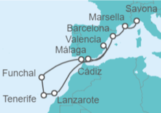 Itinerario del Crucero España, Portugal, Francia - Costa Cruceros