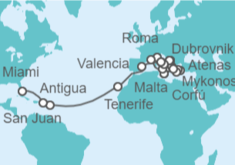 Itinerario del Crucero Desde Civitavecchia (Roma) a Miami (EEUU) - Oceania Cruises