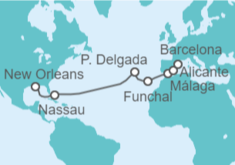 Itinerario del Crucero De Nueva Orleans a Barcelona  - Carnival Cruise Line