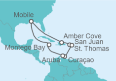 Itinerario del Crucero Puerto Rico, Islas Vírgenes - EEUU, Curaçao, Aruba, Jamaica - Carnival Cruise Line