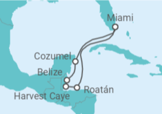 Itinerario del Crucero Caribe: Harvest Cay, Coaumel y Roatán - NCL Norwegian Cruise Line