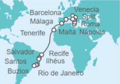 Itinerario del Crucero Desde Venecia (Italia) a Santos (Sao Paulo) - MSC Cruceros