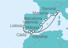 Itinerario del Crucero Francia, Italia, España, Portugal, Gibraltar - Costa Cruceros