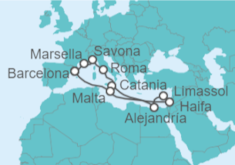 Itinerario del Crucero Francia, Italia, Israel, Chipre, Egipto, Malta - Costa Cruceros