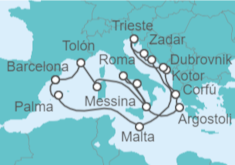 Itinerario del Crucero Mediterráneo Occidental y Adriático - Cunard