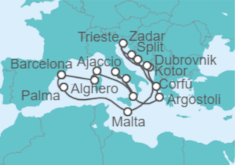 Itinerario del Crucero Mediterráneo y Adriático  - Cunard