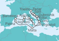 Itinerario del Crucero Gloria Mediterránea desde Barcelona - Cunard