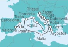 Itinerario del Crucero Mediterráneo y Adriático - Cunard