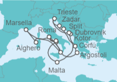 Itinerario del Crucero Adriático y Mediterráneo - Cunard