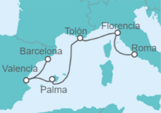 Itinerario del Crucero España, Francia e Italia - Cunard